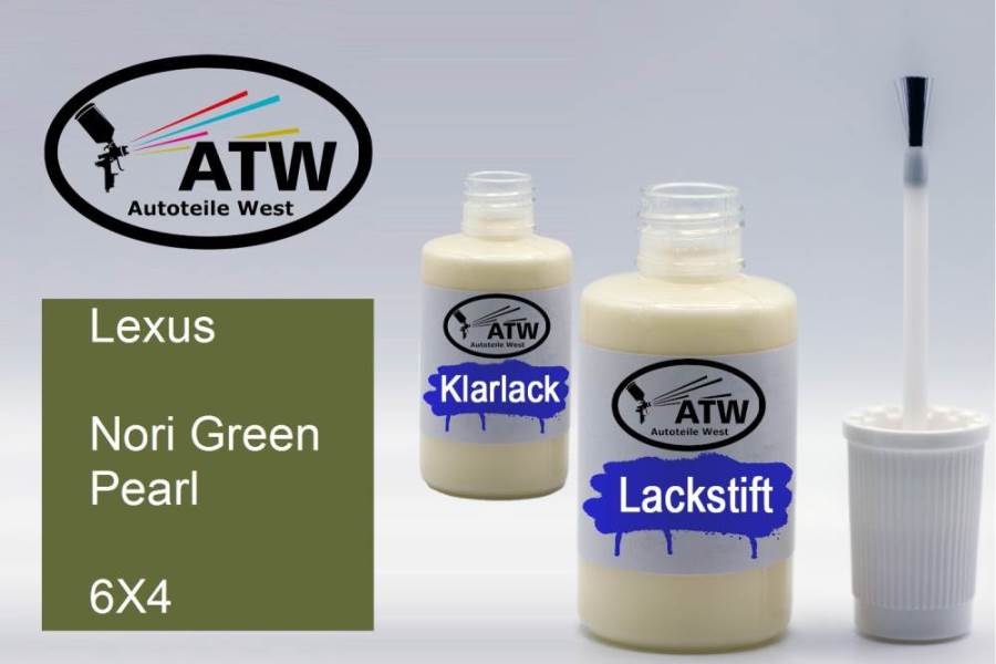 Lexus, Nori Green Pearl, 6X4: 20ml Lackstift + 20ml Klarlack - Set, von ATW Autoteile West.